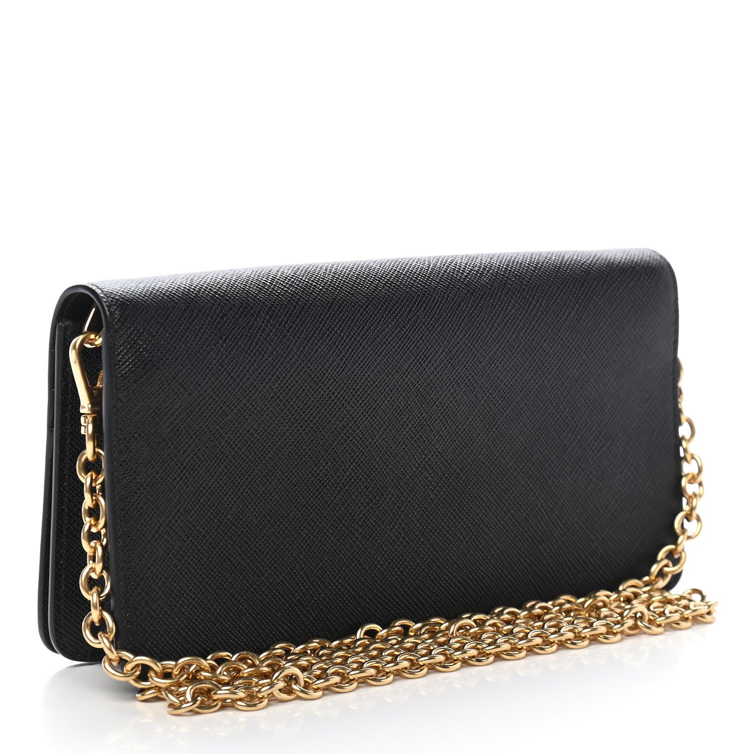 Prada Saffiano Shine Monochrome Chain Wallet Black 3 of 8