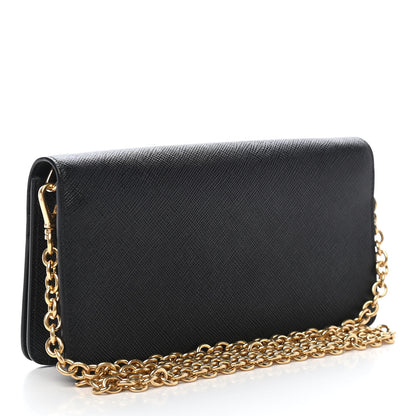 Prada Saffiano Shine Monochrome Chain Wallet Black 3 of 8