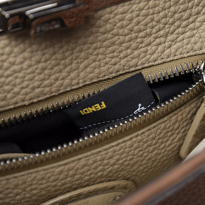 Fendi Cuoio Romano Selleria Bi-Color Medium Peekaboo Iconic Satchel Mou Deserto 8 of 11