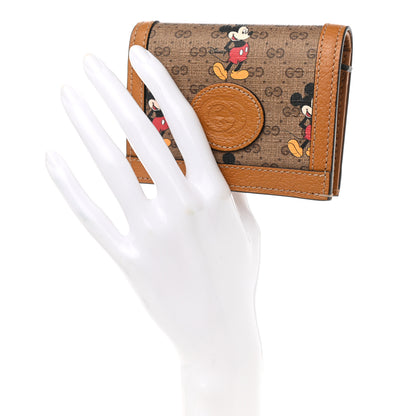 Gucci X DISNEY Mini Vintage GG Supreme Monogram Mickey Mouse Card Holder Wallet Beige Vintage Sun Oil 2 of 8