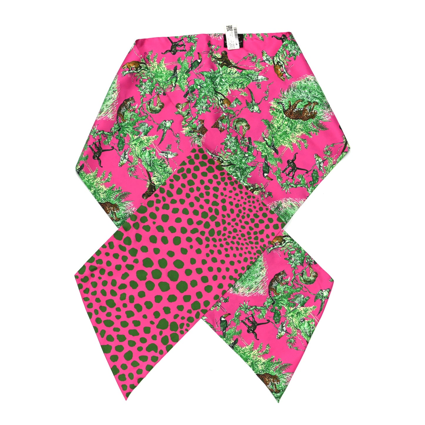 Silk Mousseline Equateur Maxi Twilly Rose Vif Vert De Gris