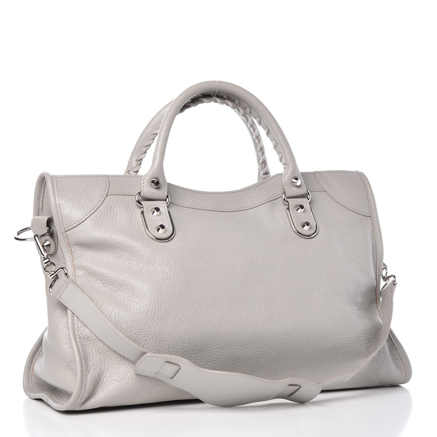 Chevre Silver Metallic Edge Hardware City Gris Glace