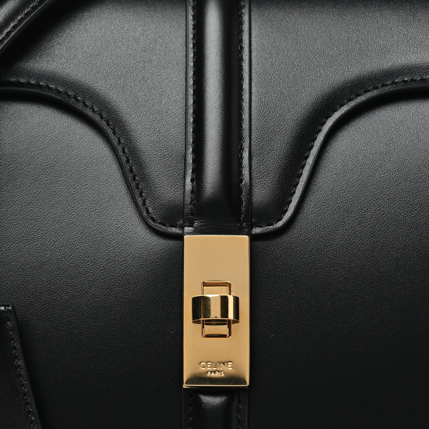 Satinated Calfskin Small 16 Top Handle Bag Black