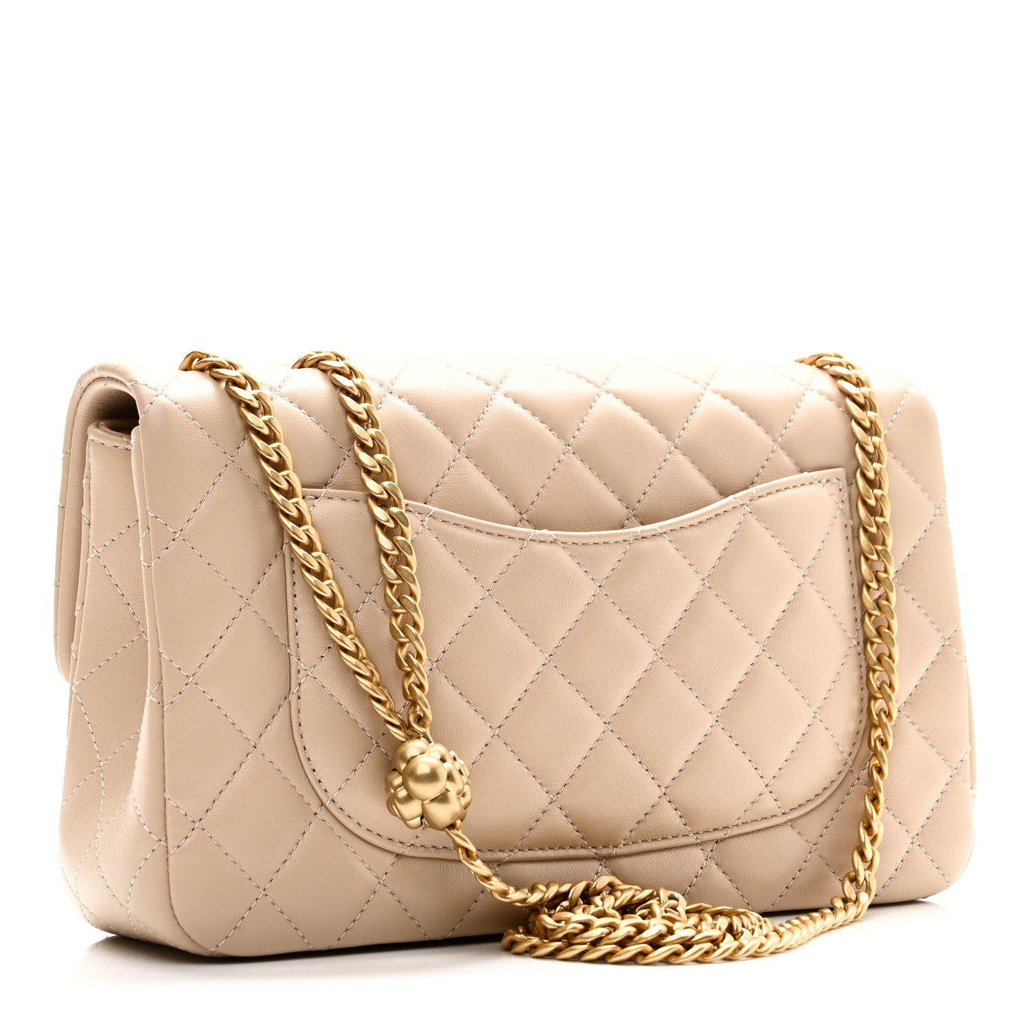 Chanel Lambskin Quilted Small Sweet Camellia Flap Beige 1796197