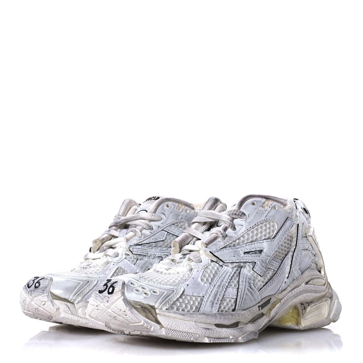 Balenciaga Mesh Rubber Monocolor Womens Runner Sneakers 36 White 4 of 8