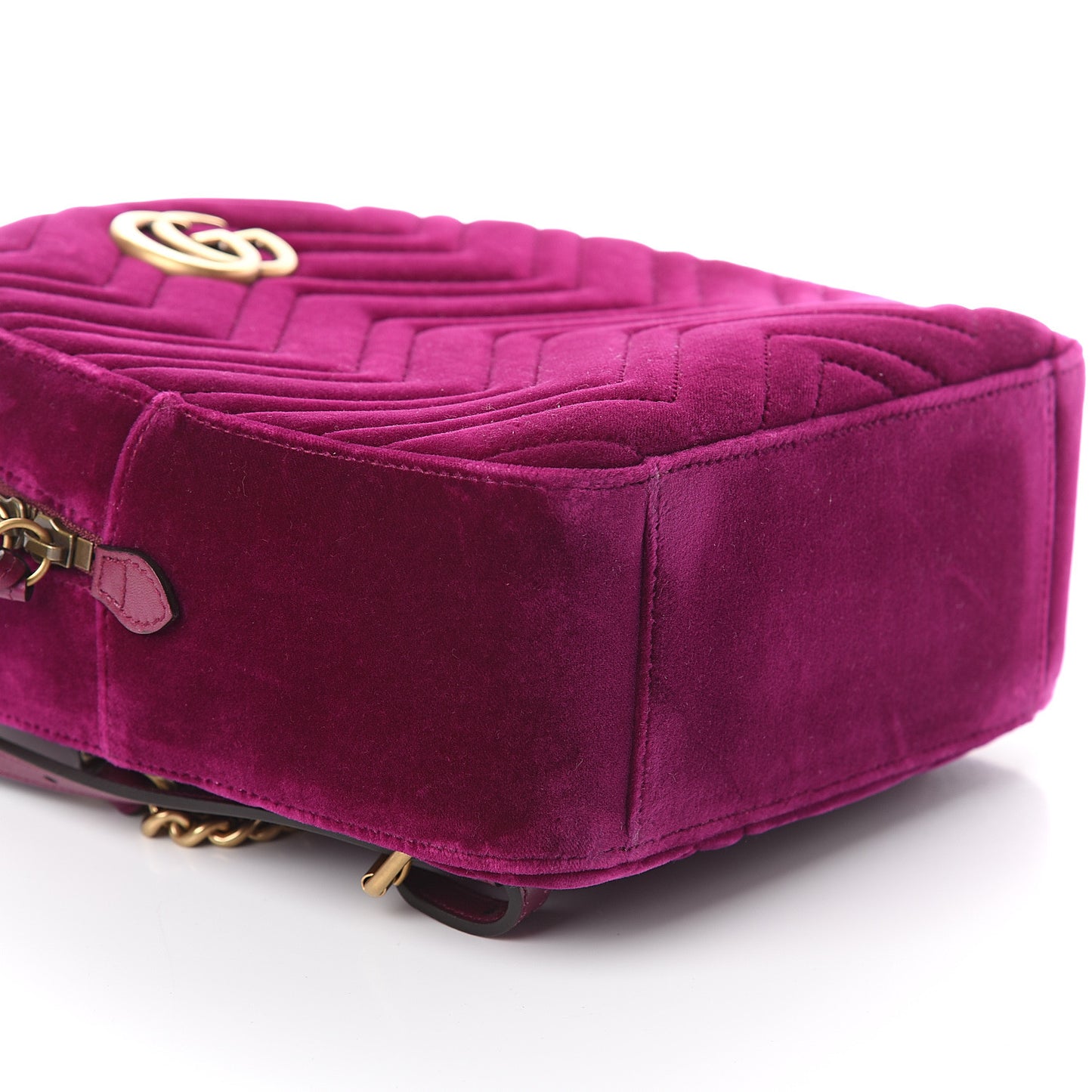 Velvet Matelasse GG Marmont Dome Backpack Fuchsia Violet Cyclamen