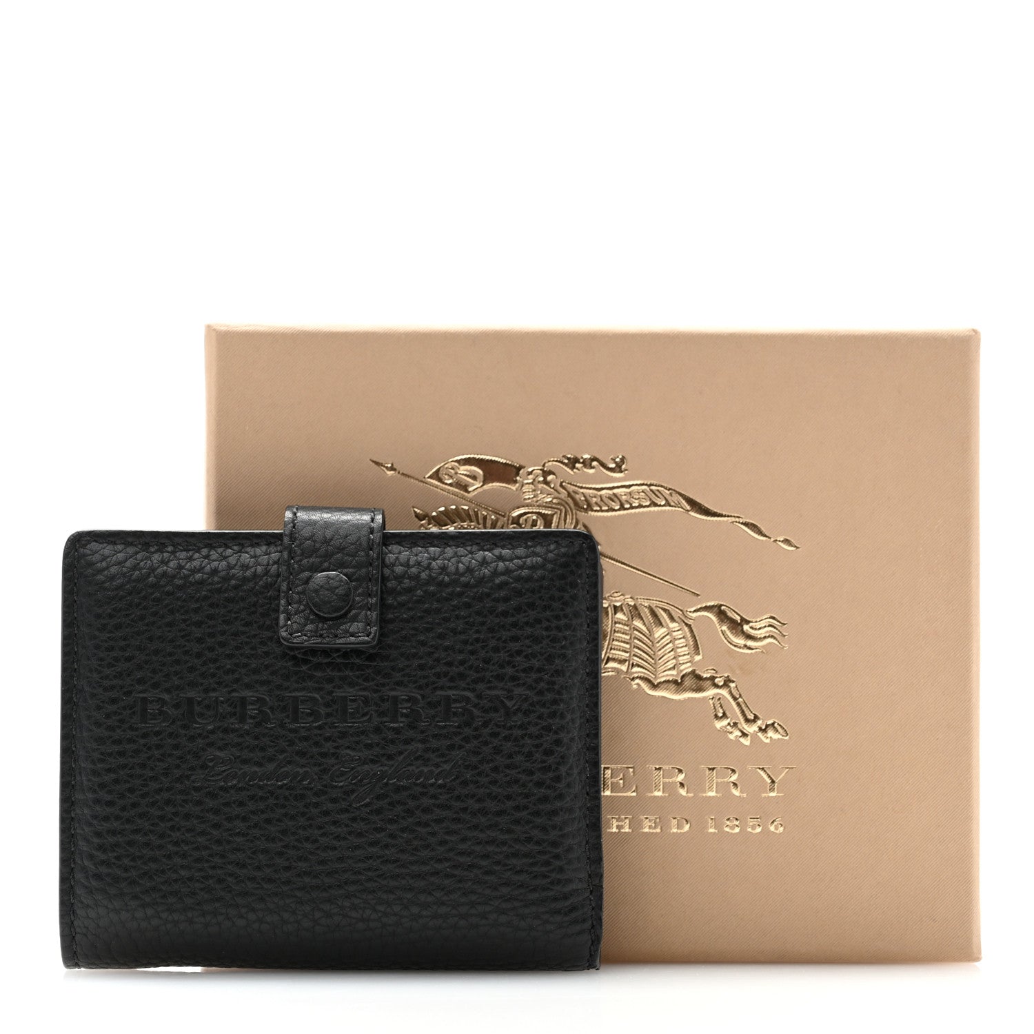 Burberry Soft Grained Calfskin Logo Embossed Lakeside Wallet Black 9 of 9