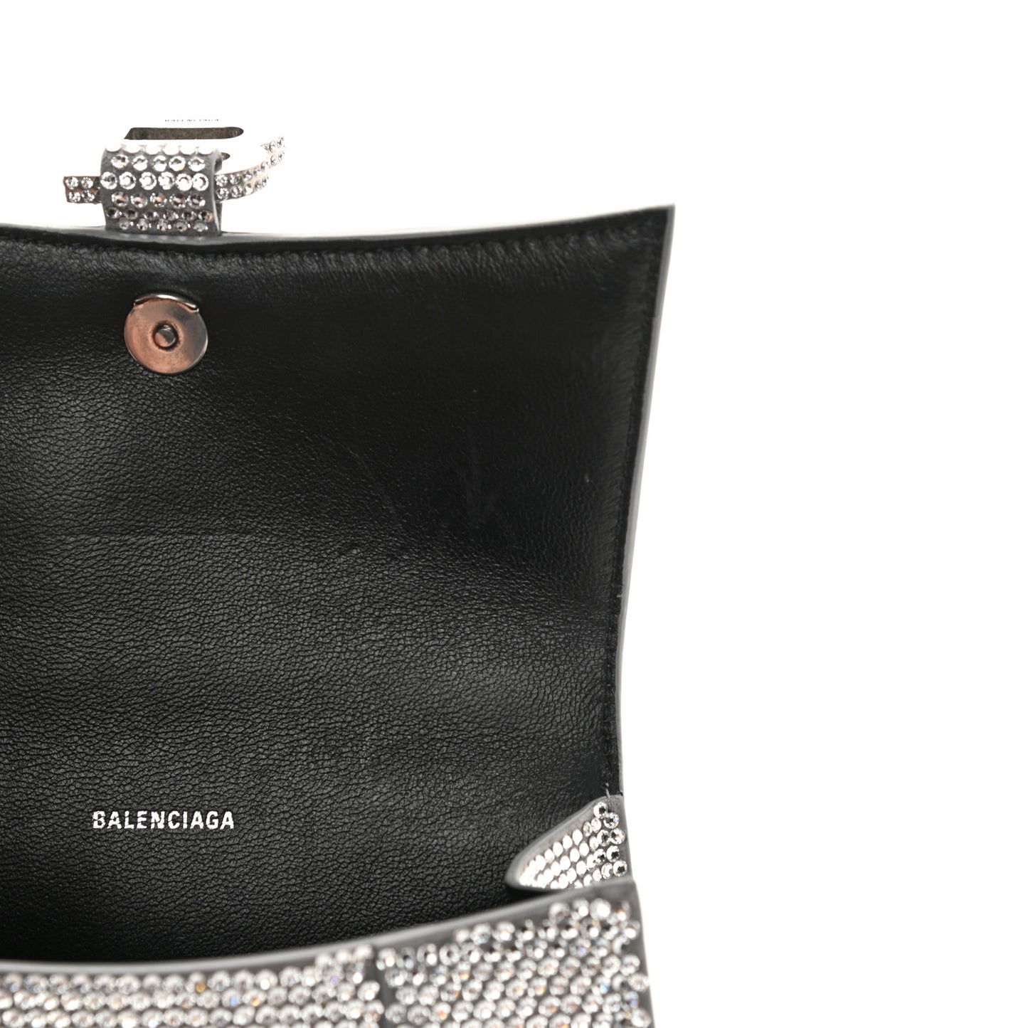 Strass Suede Hourglass Top Handle Bag XS Smoke Grey Crystal