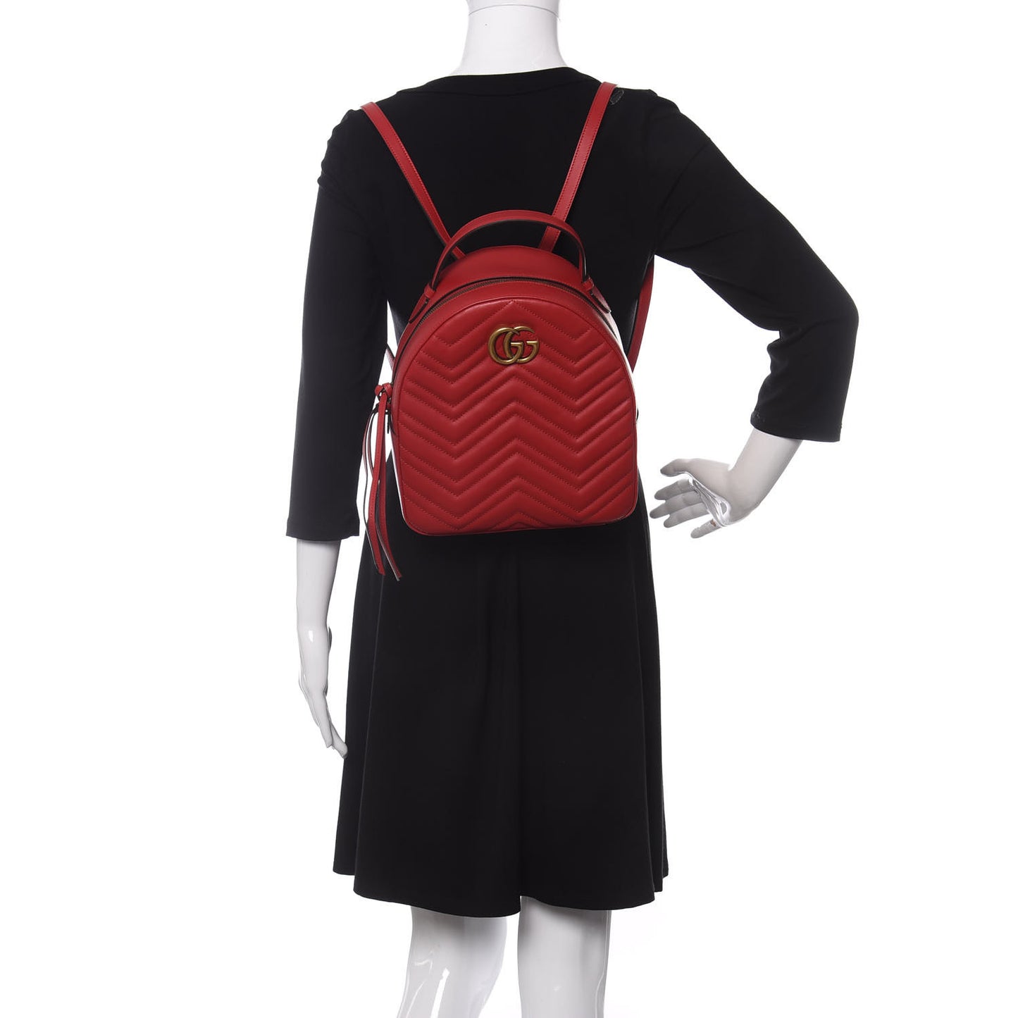 Calfskin Matelasse GG Marmont Dome Backpack Hibiscus Red