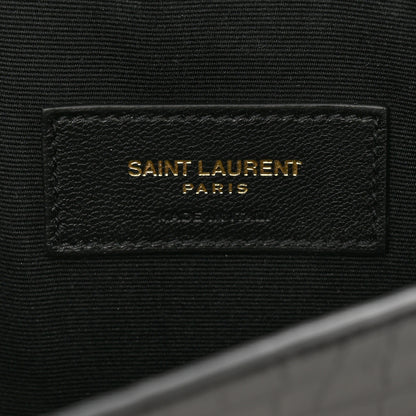 Saint Laurent Calfskin Crocodile Embossed Uptown Monogram Clutch Black 6 of 10