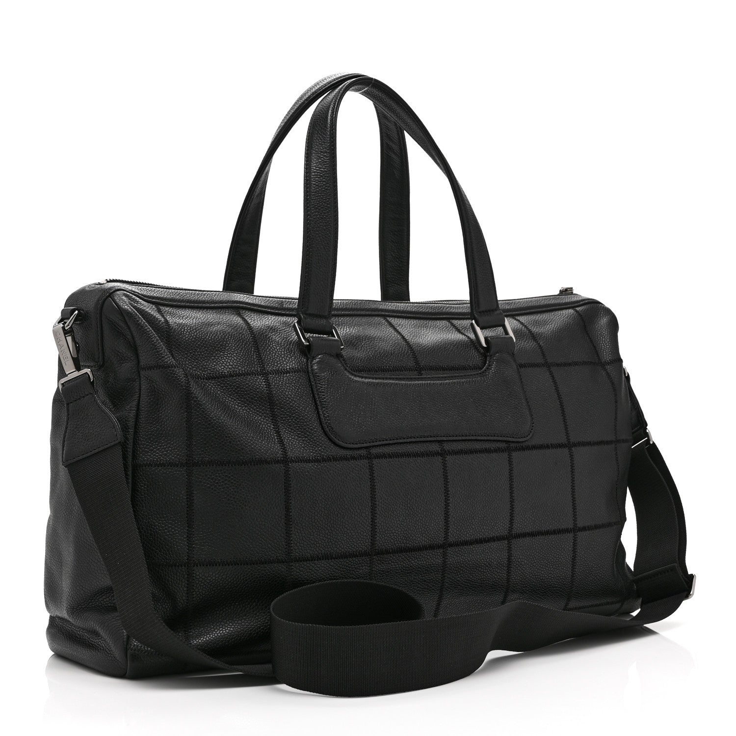Chanel Caviar Square Stitched Duffel Bag Black 3 of 10