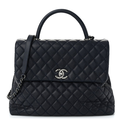 Chanel Caviar Quilted Large Coco Handle Flap Navy 1 of 11
