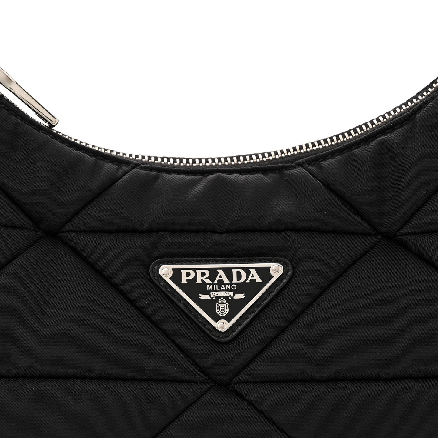 Re-Nylon Triangle Padded Patchwork Shoulder Bag Black