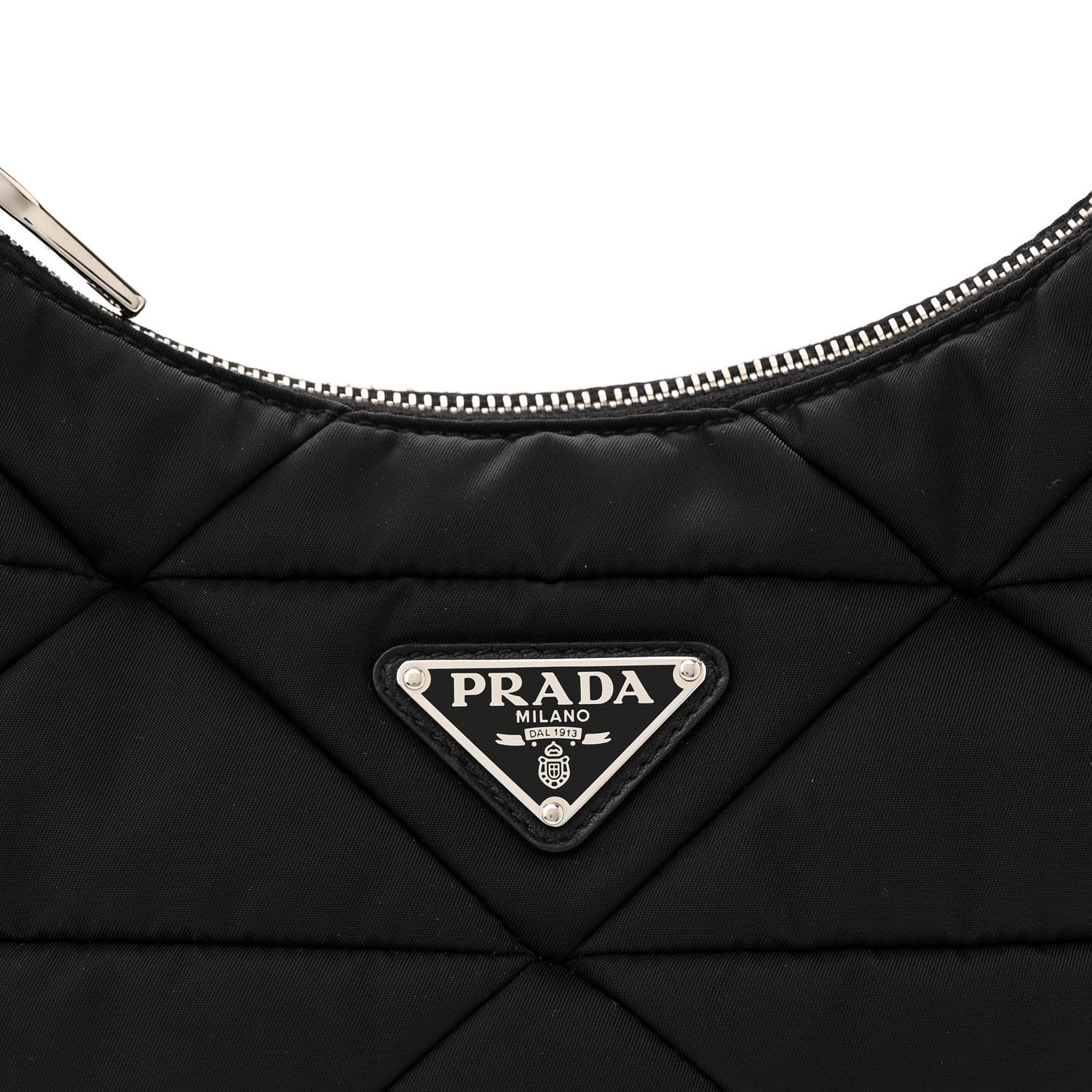 Prada Re-Nylon Triangle Padded Patchwork Shoulder Bag Black 7 of 9