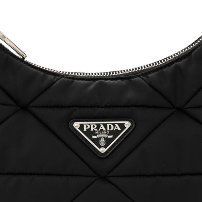 Prada Re-Nylon Triangle Padded Patchwork Shoulder Bag Black 7 of 9