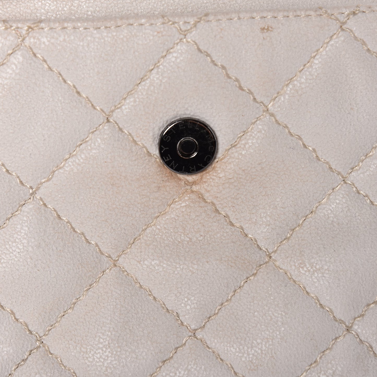 Shaggy Deer Quilted Mini Falabella Fold Over Tote Chalk