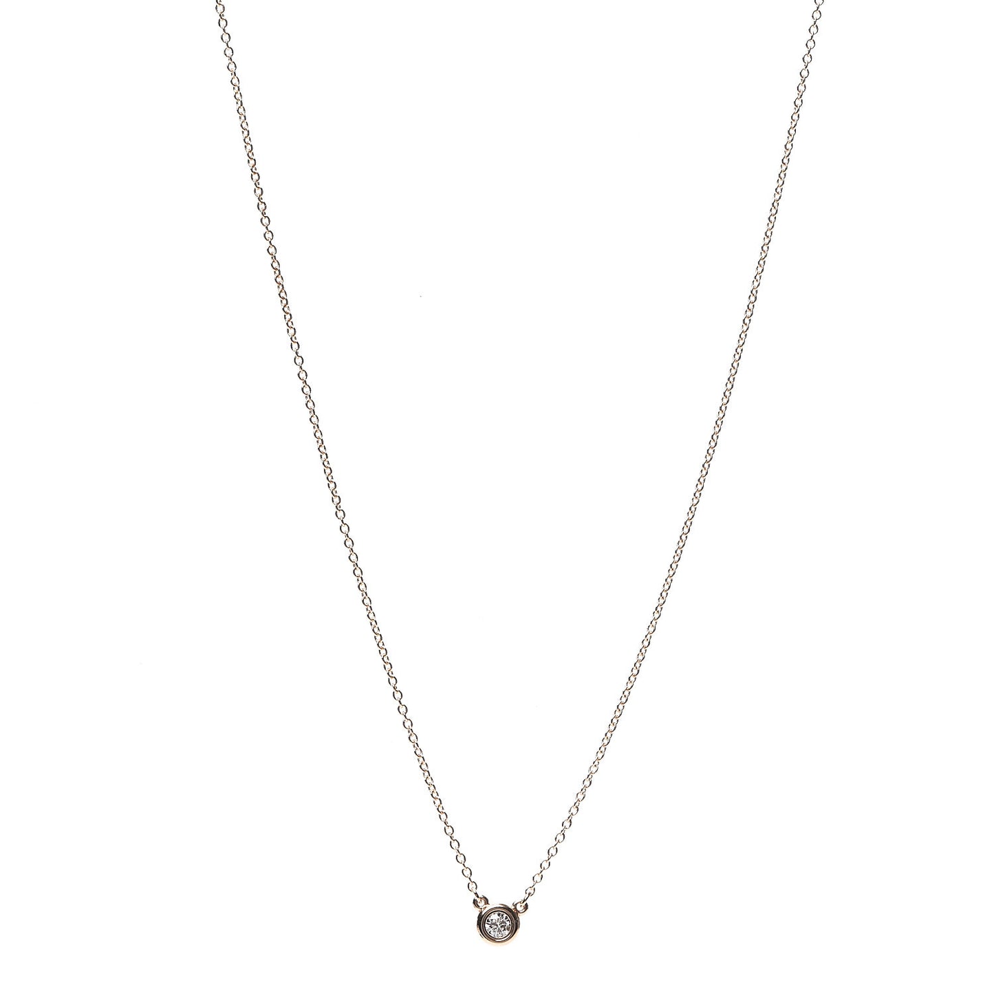 18K Rose Gold Diamond .10ct Elsa Peretti Diamonds by the Yard Pendant Necklace