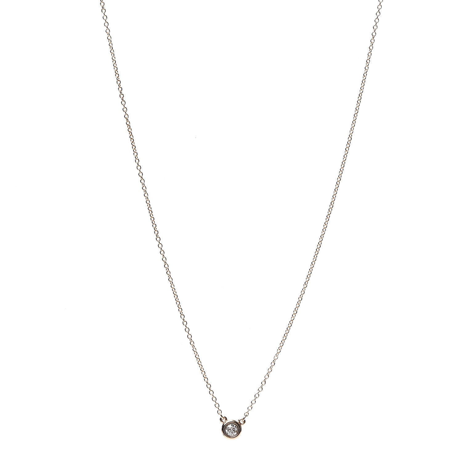 Tiffany 18K Rose Gold Diamond .10ct Elsa Peretti Diamonds by the Yard Pendant Necklace 1 of 5