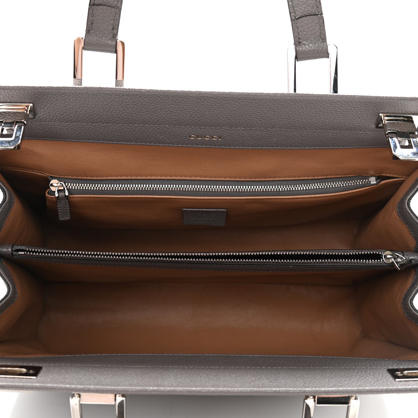Grainy Calfskin Medium Zumi Top Handle Bag Dusty Grey