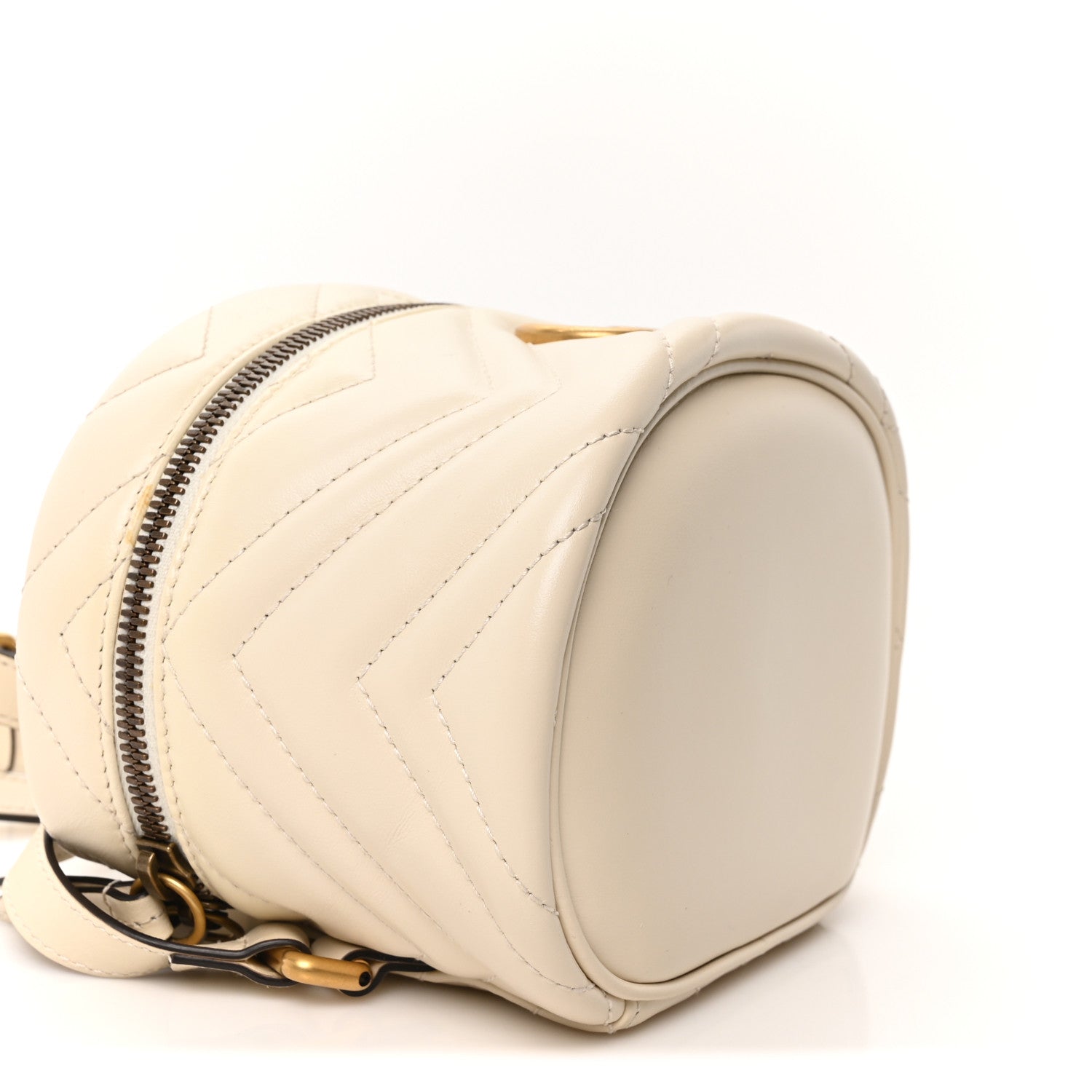 Gucci Calfskin Matelasse Mini GG Marmont Round Backpack White 9 of 10