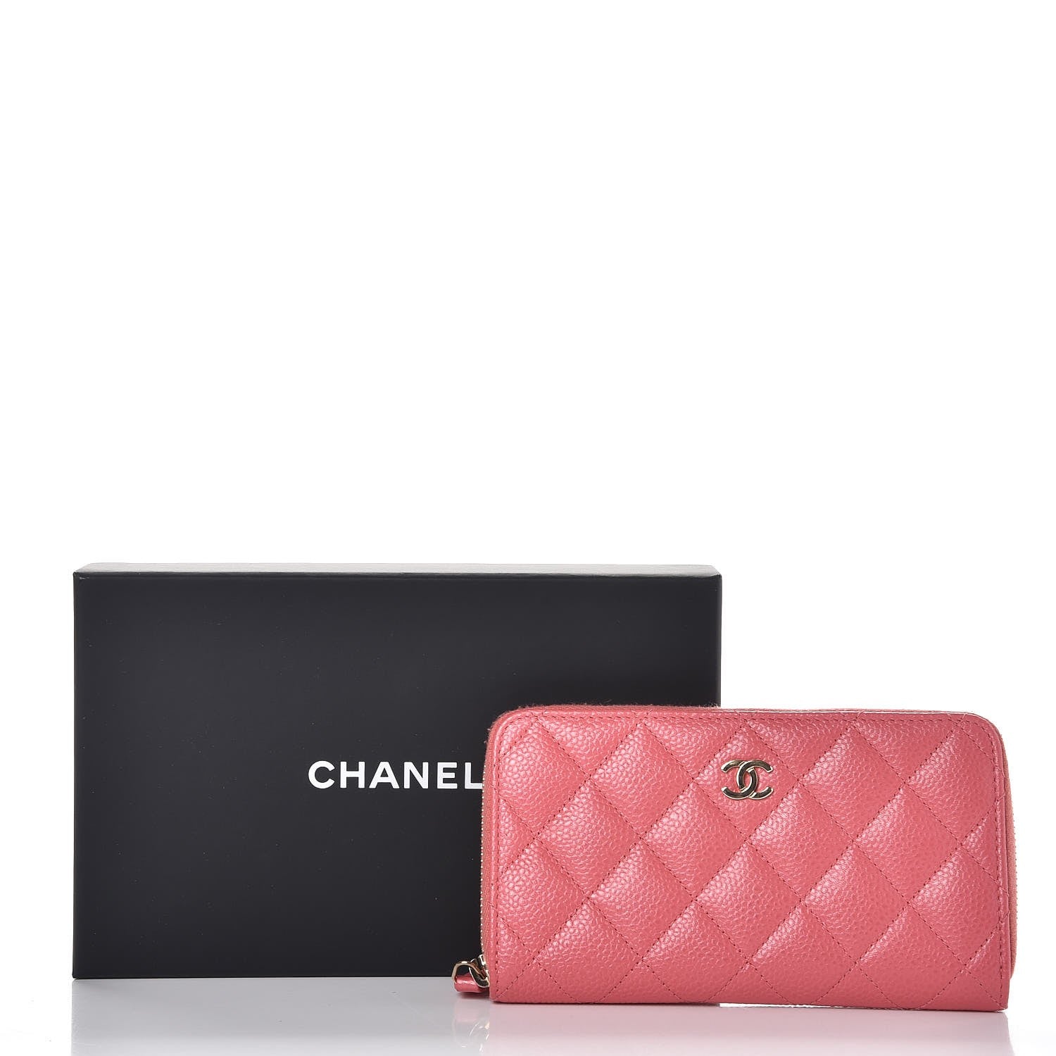 Chanel Caviar Quilted Small Zip Around Wallet Pink 9 of 9