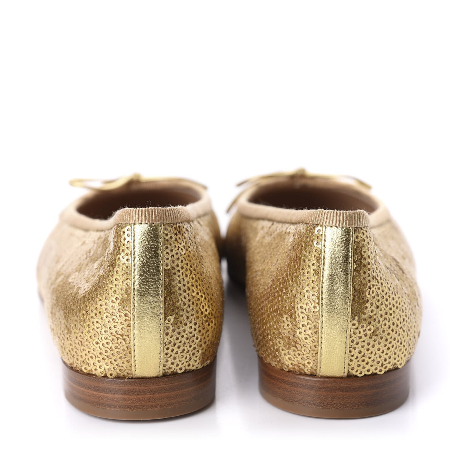 Lambskin Sequin Cap Toe Ballerina Flats 38.5 Gold