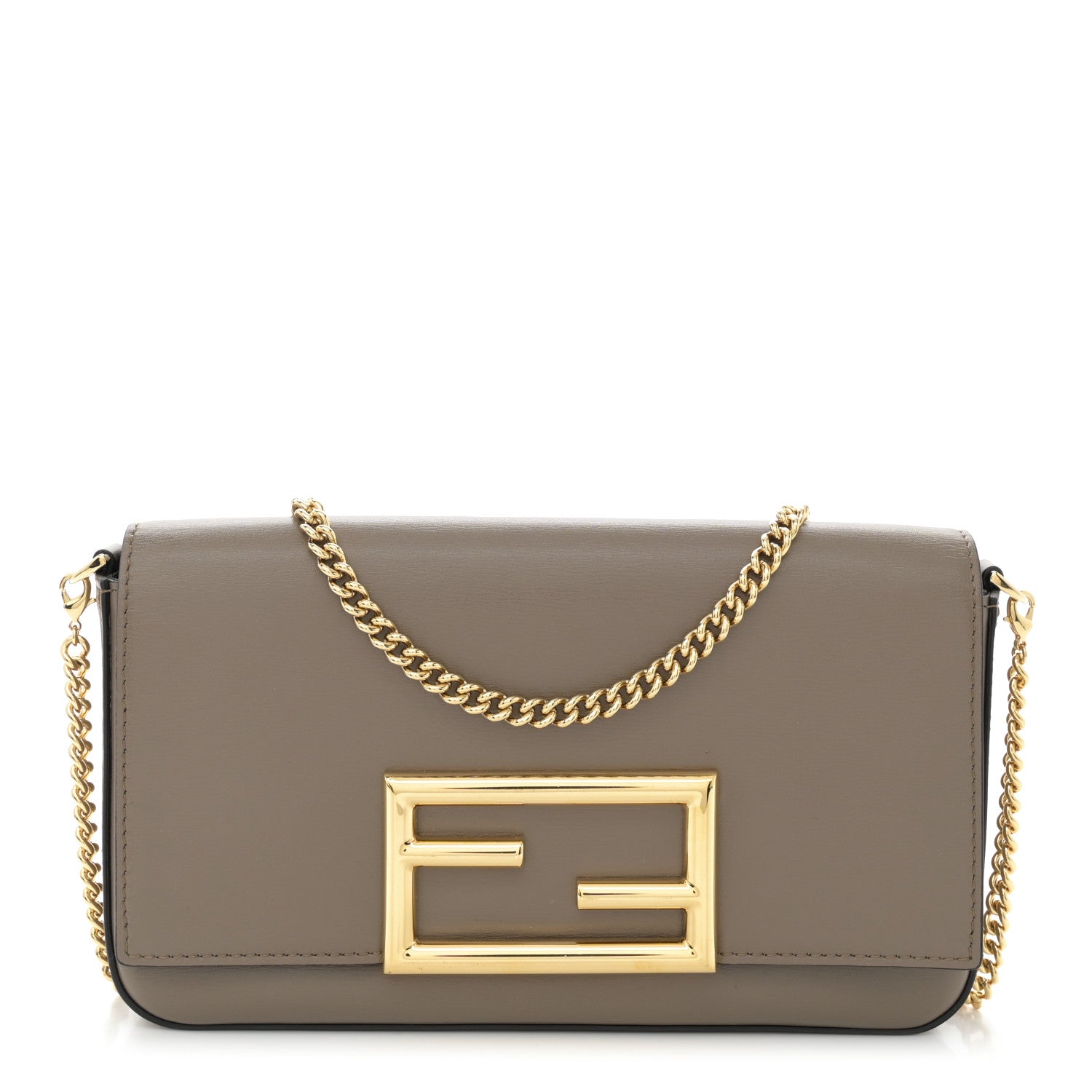 Fendi Vitello Palmellato Wallet on Chain with Pouches Tartufo 1 of 12