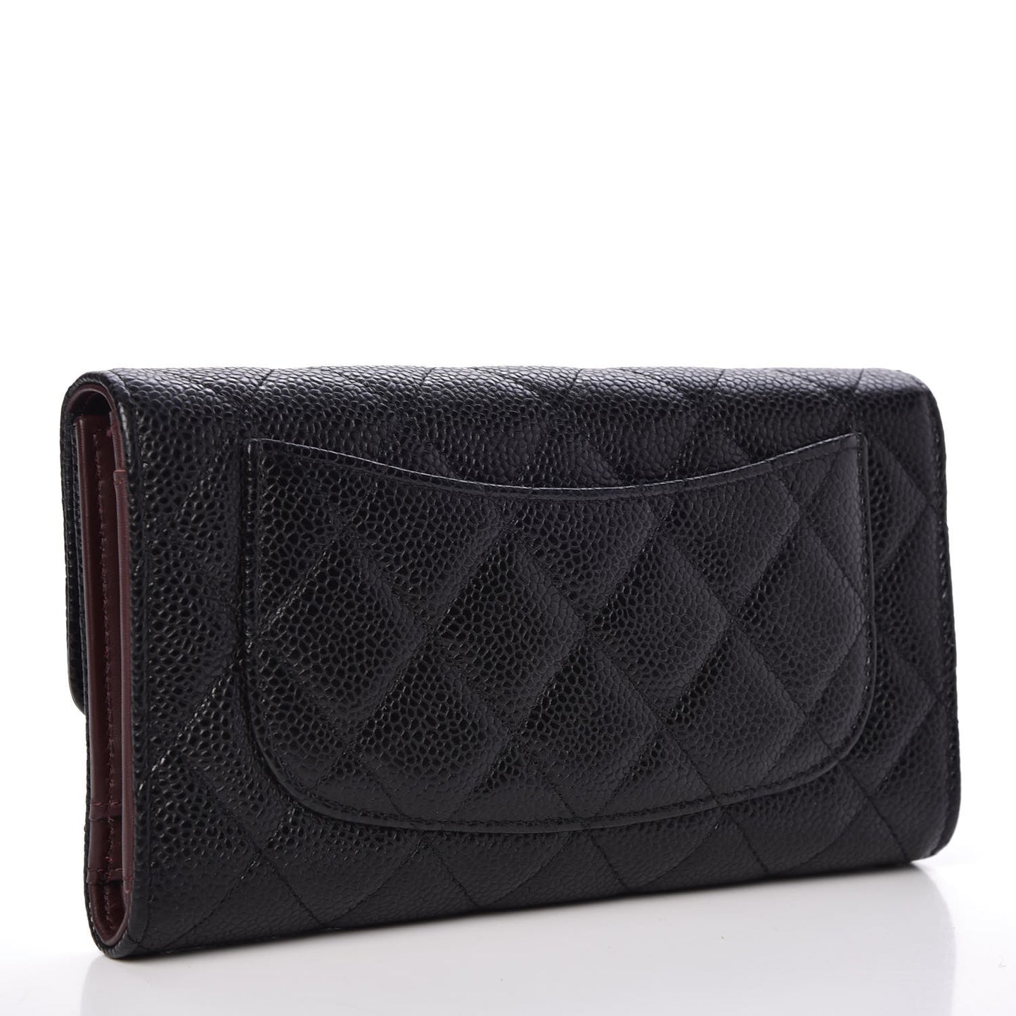 Caviar Quilted Long Flap Wallet Black