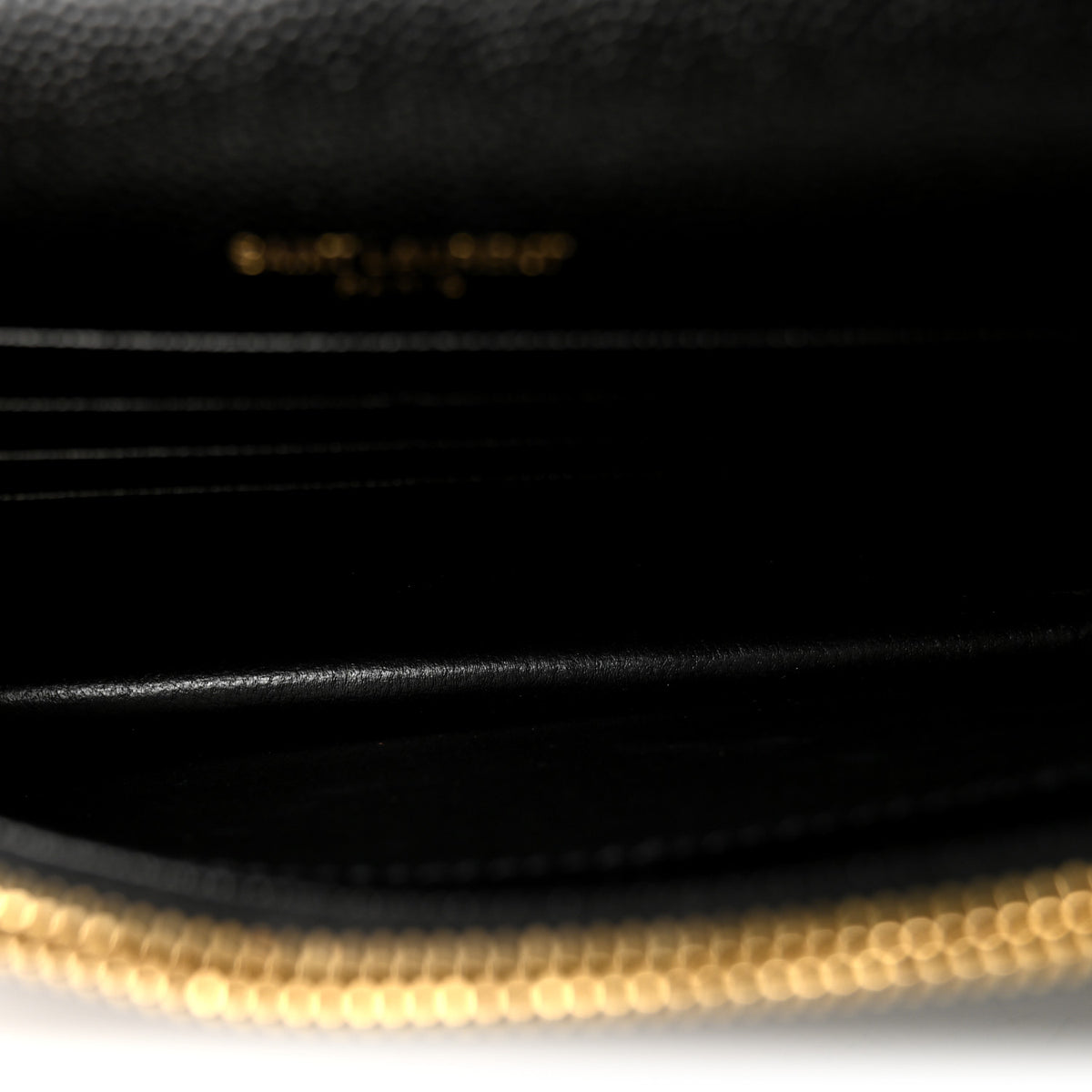 Grain De Poudre Matelasse Chevron Monogram Envelope Chain Wallet Black