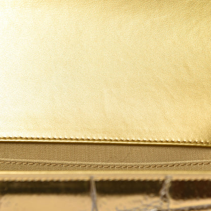 Chanel Metallic Calfskin Crocodile Embossed Graffiti Medium Cocodile Boy Flap Gold 8 of 13