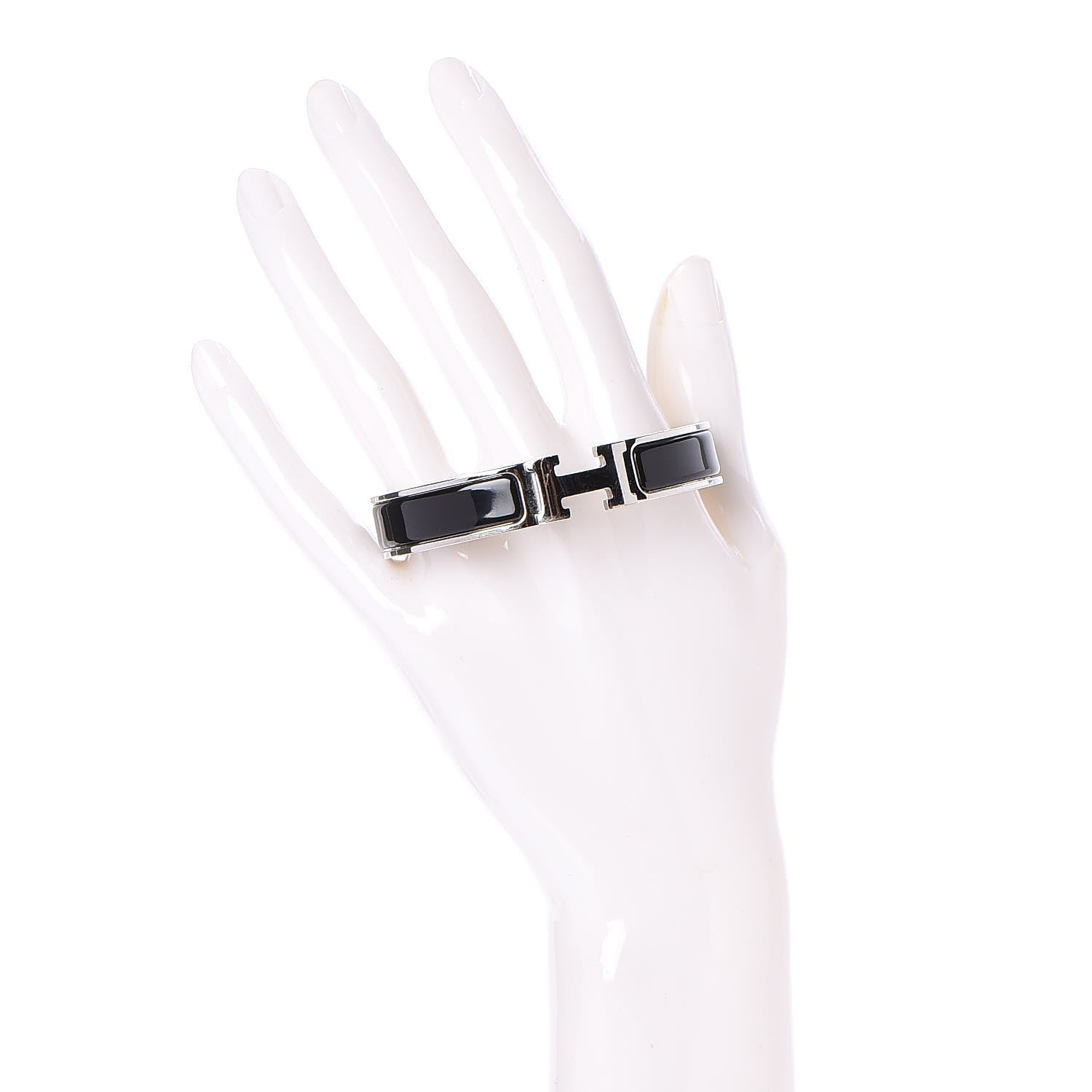 Hermes Enamel Narrow Clic Clac H Bracelet GM Black 2 of 6