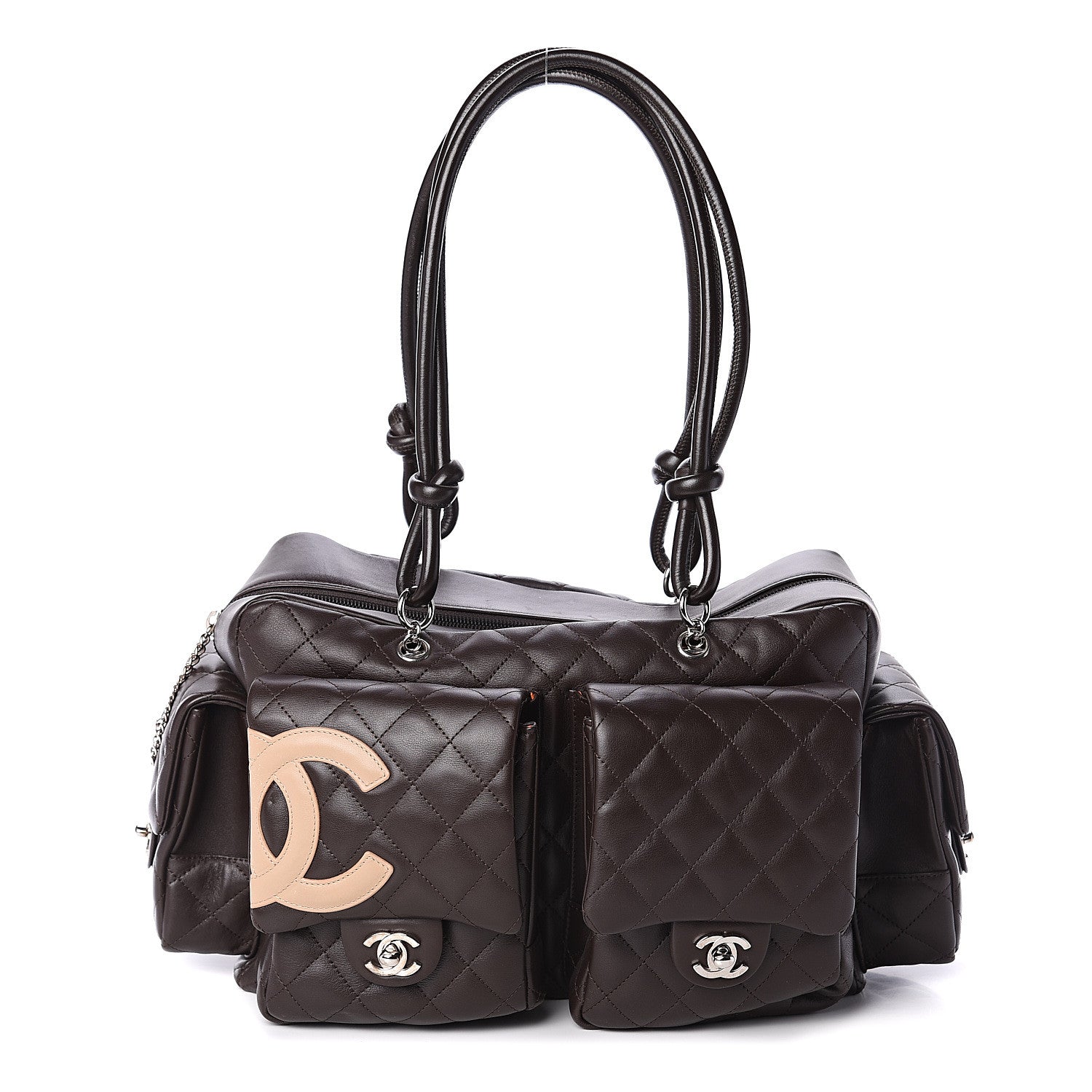 Chanel Calfskin Quilted Large Cambon Multipocket Reporter Brown Beige 1 of 9