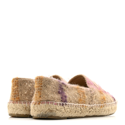 Chanel Tweed Grosgrain CC Espadrilles 38 Beige Pink Peach 5 of 12