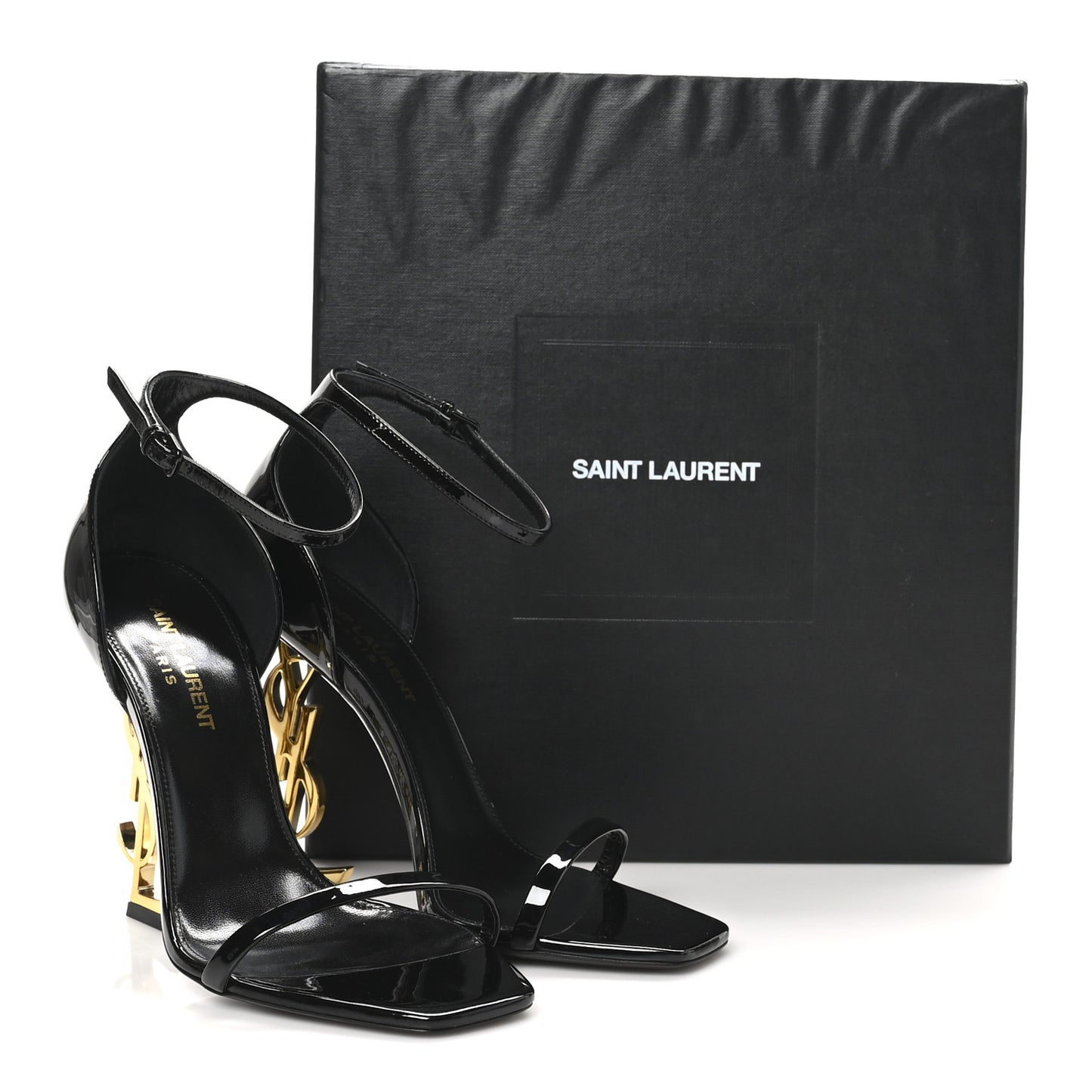 Patent Calfskin Opyum 110 Sandals 37 Black Gold