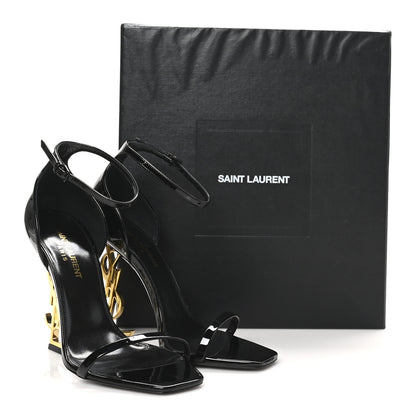 Saint Laurent Patent Calfskin Opyum 110 Sandals 37 Black Gold 9 of 9