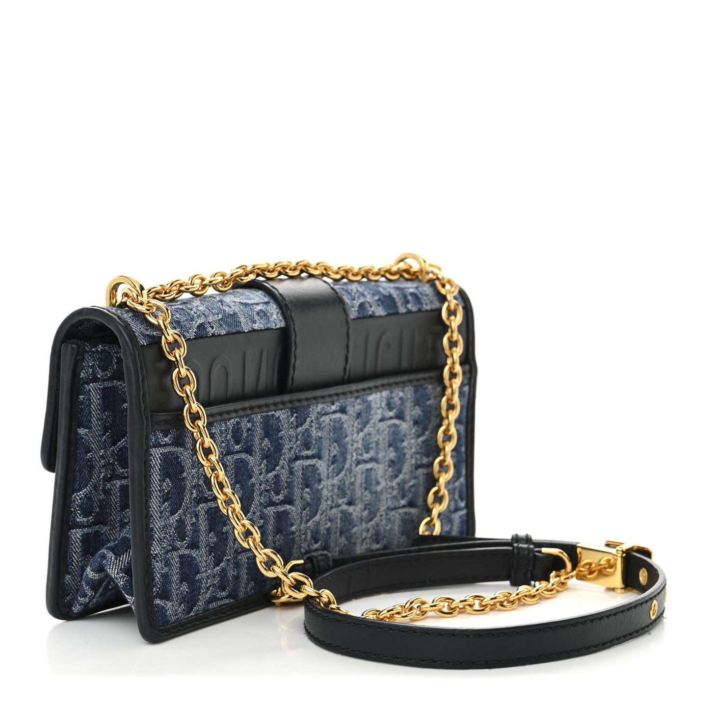 Denim Oblique 30 Montaigne East West Chain Flap Bag