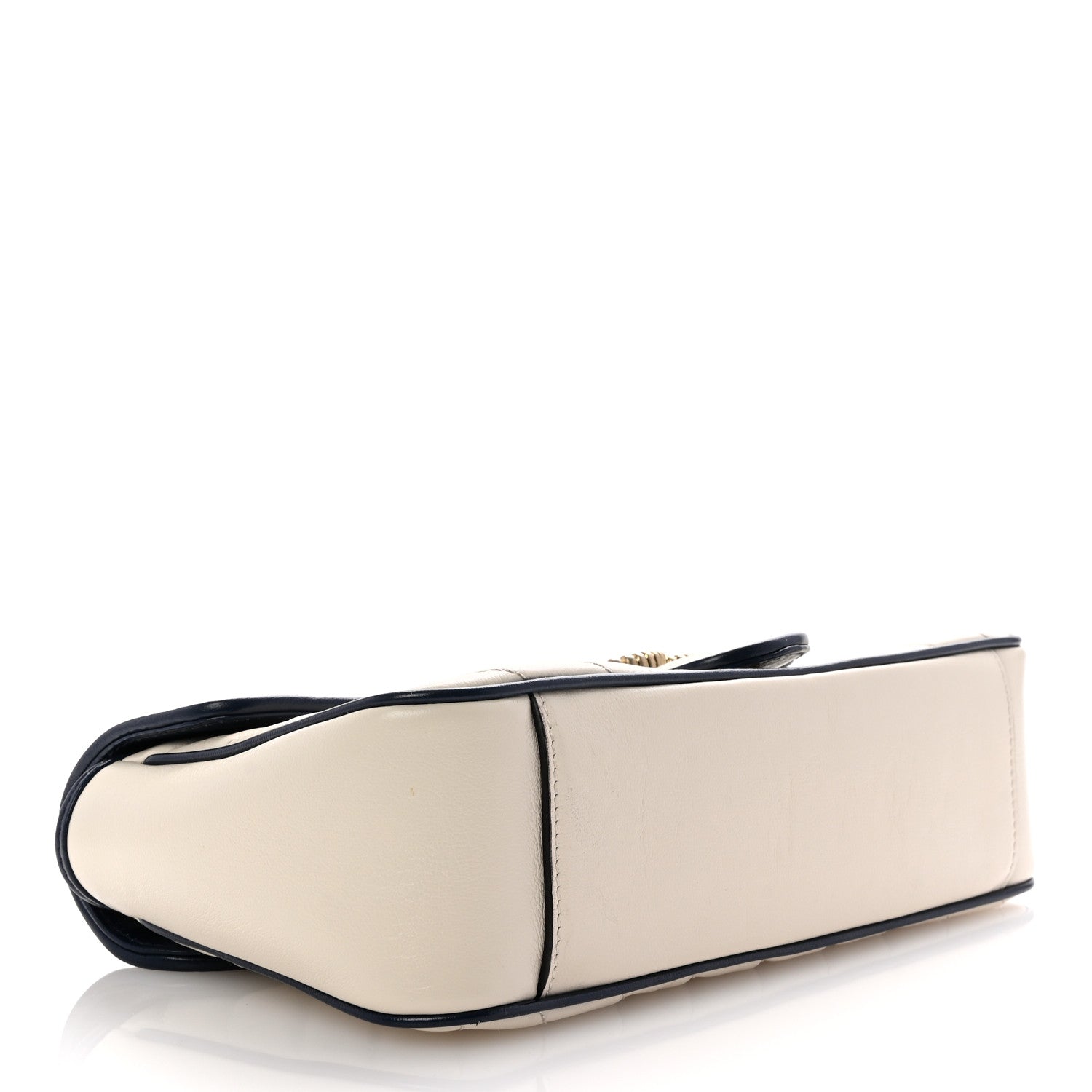 Gucci Vintage Effect Calfskin Matelasse Diagonal Small Torchon GG Marmont Shoulder Bag Mystic White Blue Agata 4 of 10