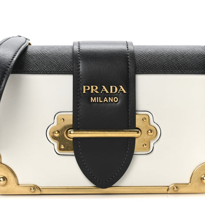Prada City Calf Saffiano Cahier Bag Talco Black 8 of 10