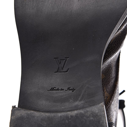 Louis Vuitton Calfskin Monogram Wonderland Flat Ranger Boots 39 Black 6 of 8