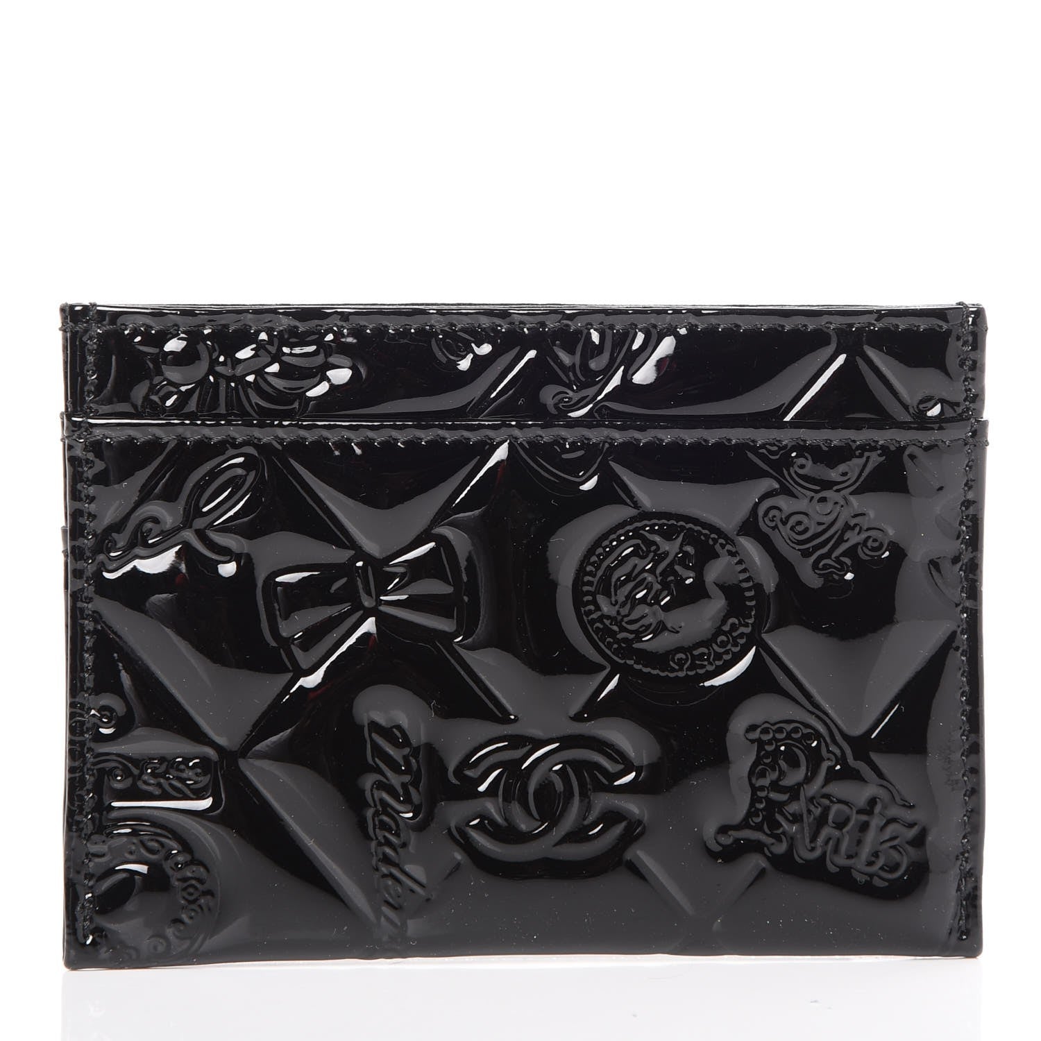 Chanel Patent Calfskin Lucky Symbols Card Holder Case Black 3 of 8