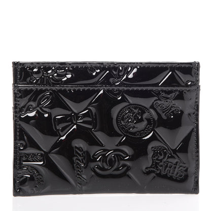 Chanel Patent Calfskin Lucky Symbols Card Holder Case Black 3 of 8