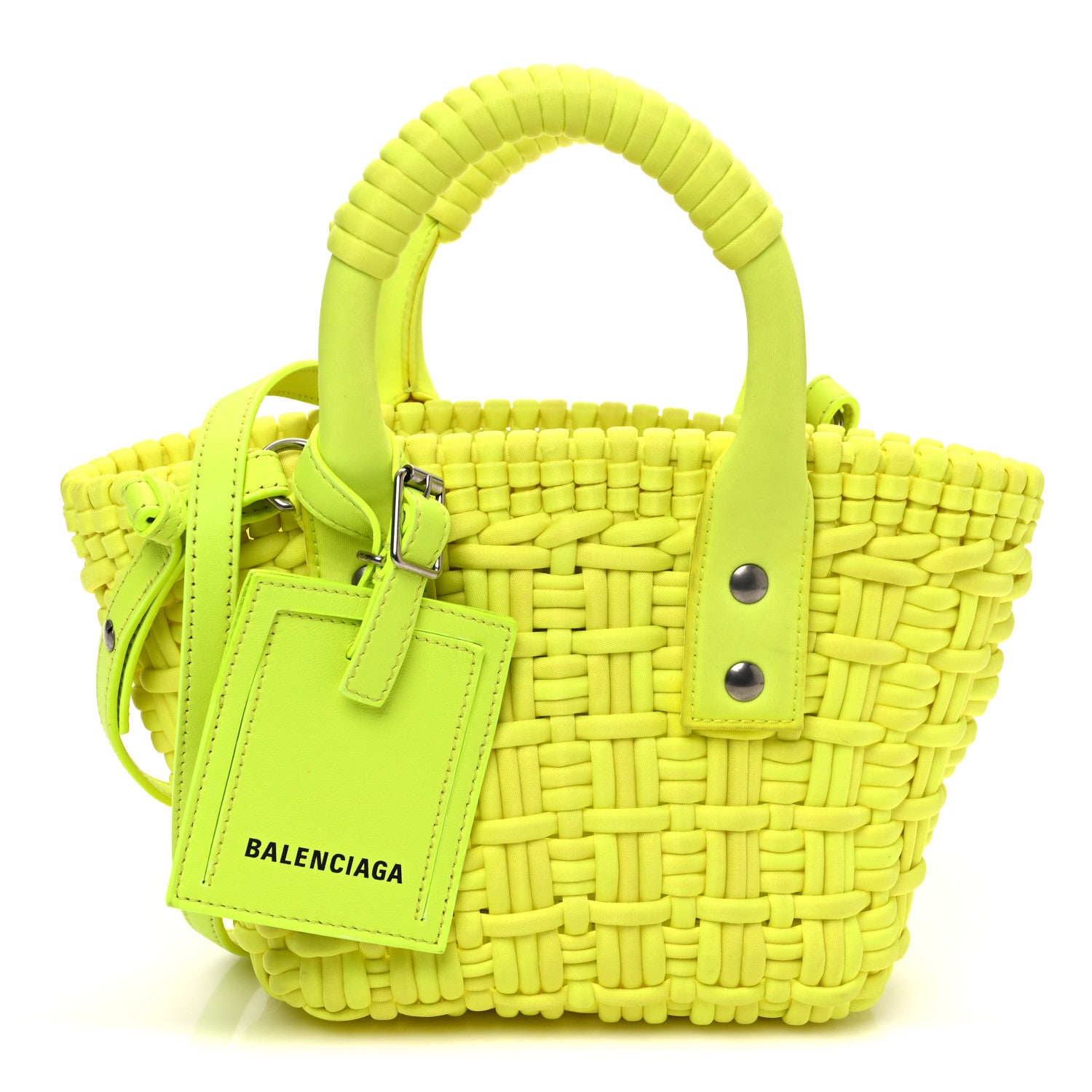 Balenciaga Faux Calfskin XXS Bistro Basket Fluo Yellow 1 of 12