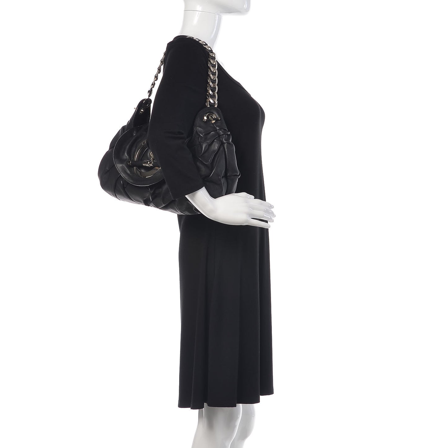 CHRISTIAN DIOR Lambskin Jazzclub Shoulder Bag Black