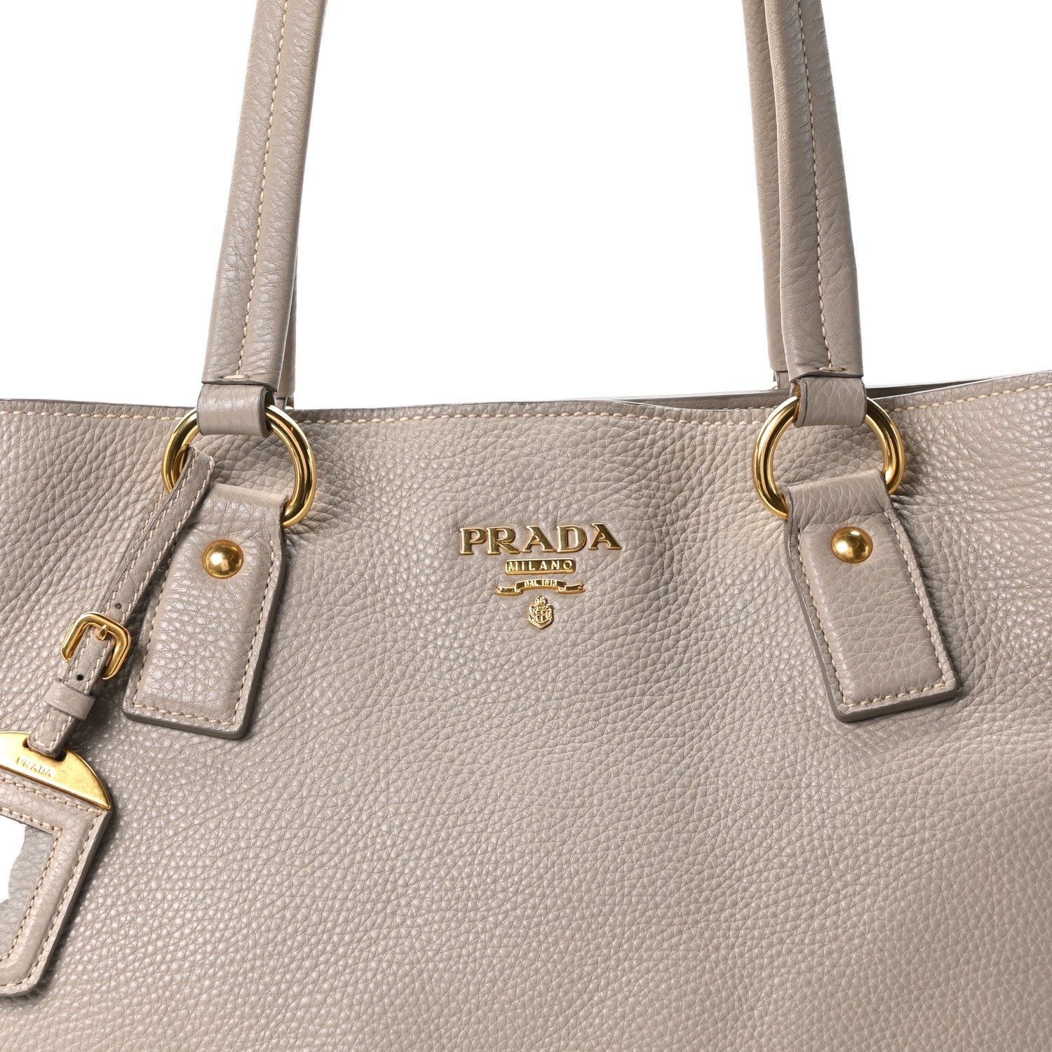 Prada Vitello Daino Side Zip Shopper Tote Pomice 8 of 10