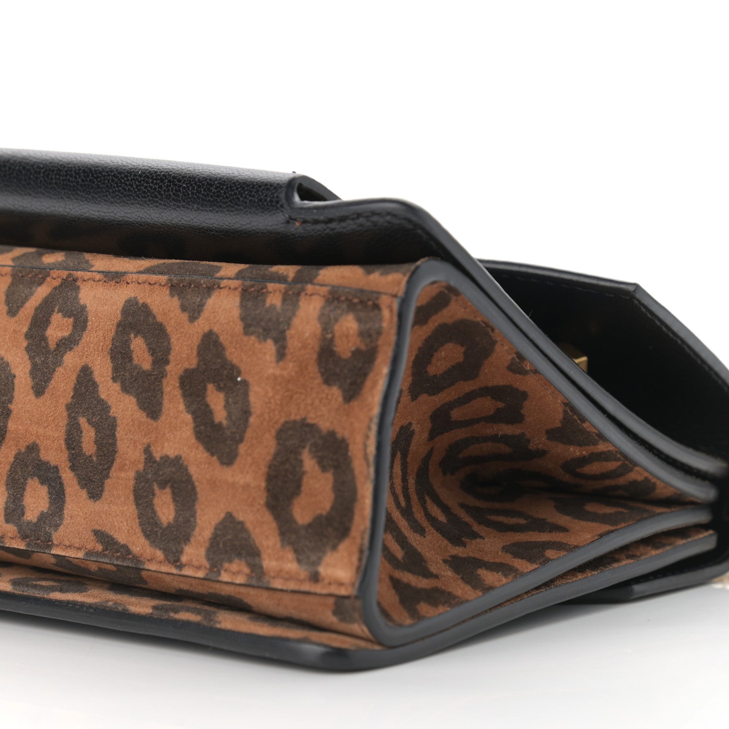Givenchy Calfskin Suede Leopard Print Small GV3 Shoulder Bag Black Chestnut 9 of 12