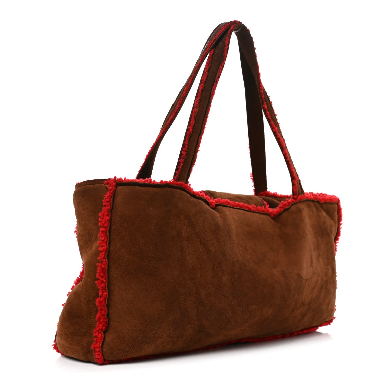 Chanel Suede Shearling Shoulder Bag Brown 3 of 10