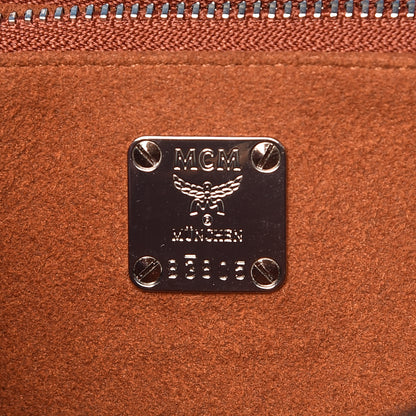 MCM Calfskin Coated Canvas Studded Small Marien Satchel Tile Blue 6 of 9