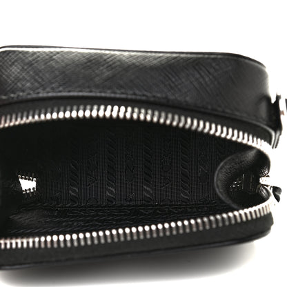 Prada Saffiano Travel Metal Triangle Logo Mini Pouch Shoulder Bag Black 5 of 7