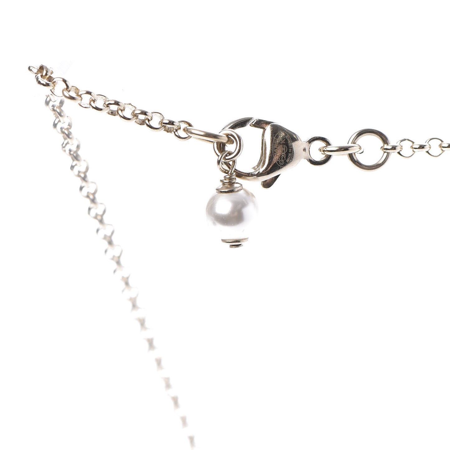 Crystal Pearl CC Pendant Necklace Gold Pink