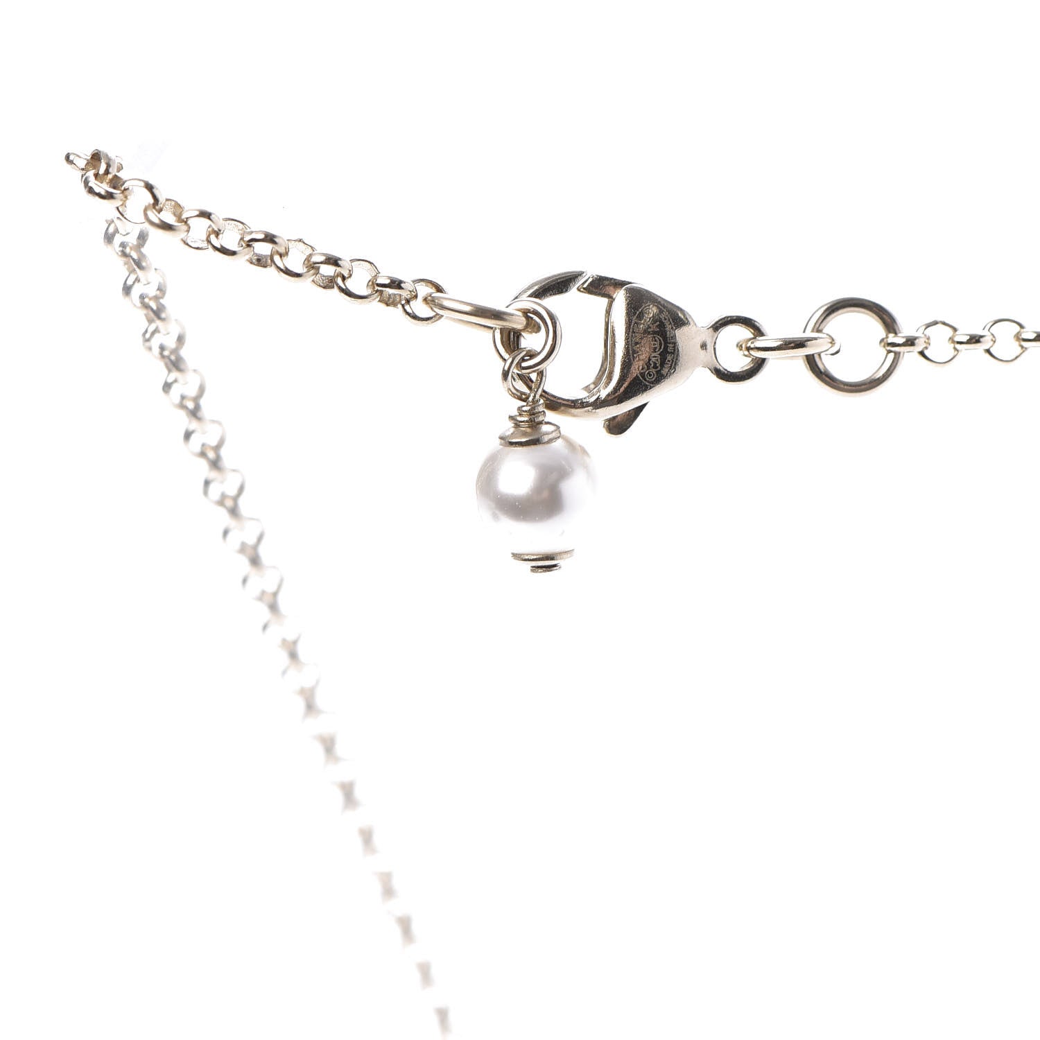 Chanel Crystal Pearl CC Pendant Necklace Gold Pink 5 of 7